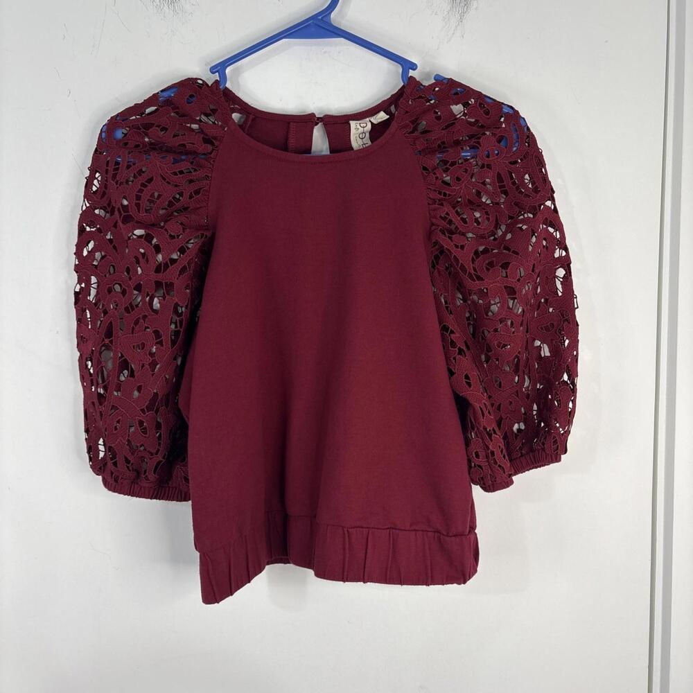 Dolan Left Coast Anthropologie Lace Sleeve Top Sz XS Boho Feminine Girlie